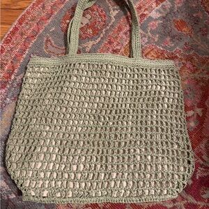 Madewell Green Woven Tote Bag
